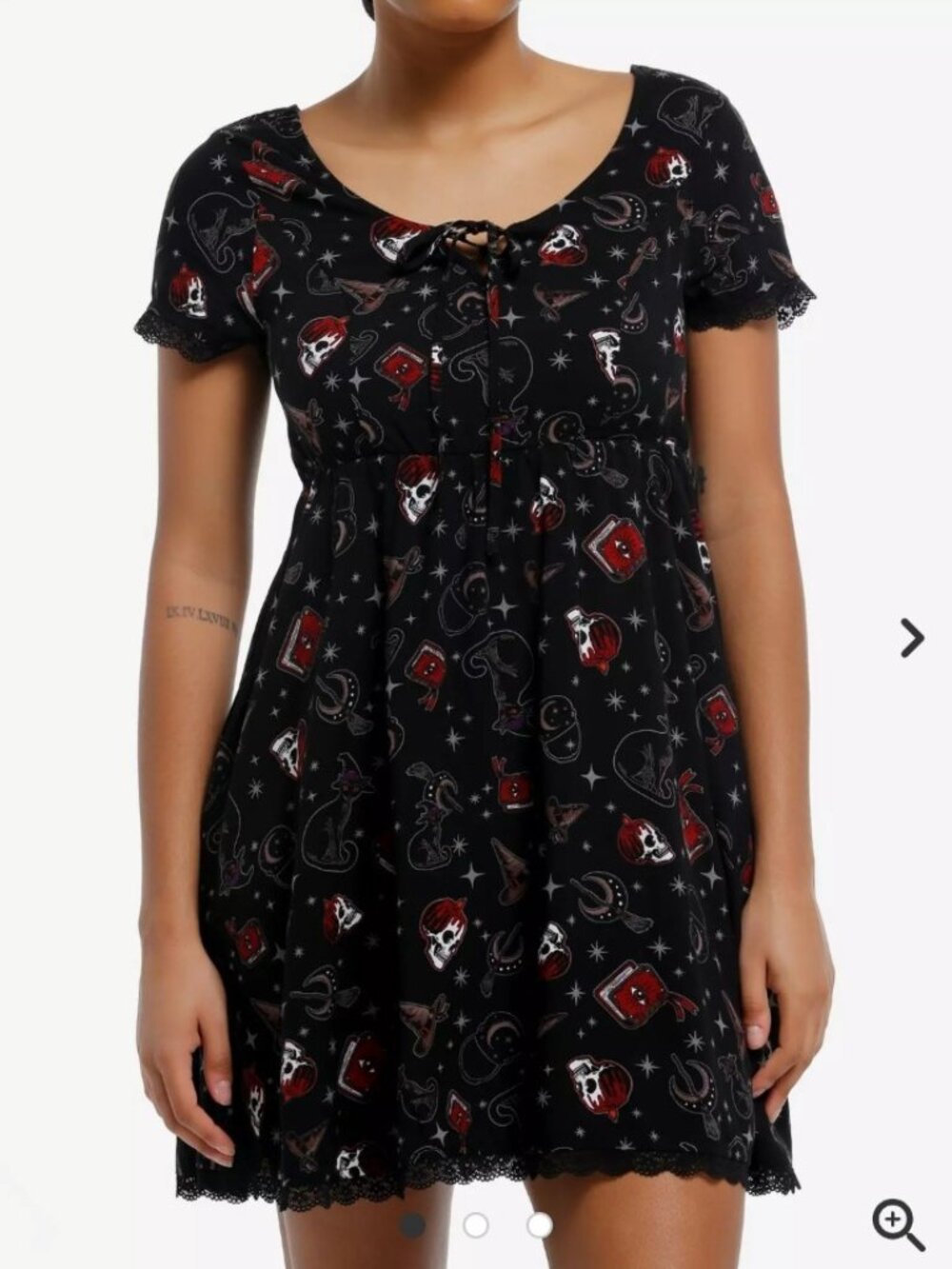 NWT Cosmic Aura Witch Icons Lace Trim Mini Dress Size Junior's Small